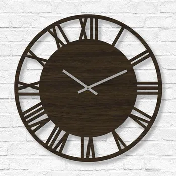 Hodiny Dřevěné hodiny na zeď - Římská čísla - Silver, Wenge | DUBLEZ