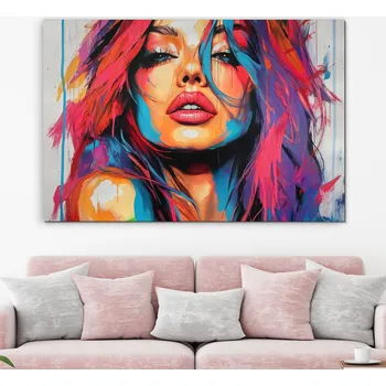 Obraz Pop art dřevěný obraz - Žena v barvách | DUBLEZ