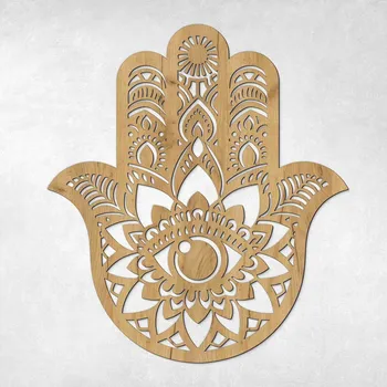Lapač snů Dřevěný obraz symbolu - Fatimina ruka, Dub zlatý | DUBLEZ