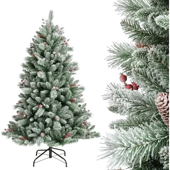 Vánoční stromek Umělý vánoční stromeček jako živý SMRK zasněžený s šiškami malý 150 cm