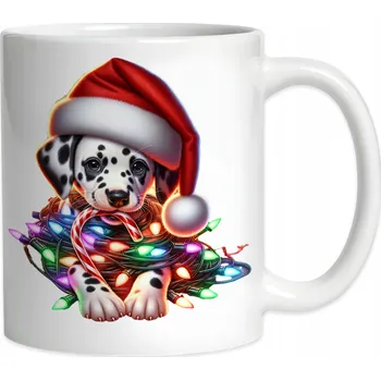 Vánoční hrnek s pejskem Dalmatin Pes Vánoce Svátek 330 ml