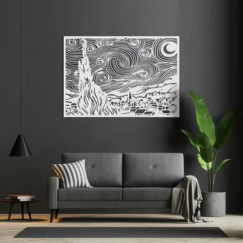 Obraz Dřevěný obraz Vincent van Gogh - Hvězdná noc | DUBLEZ