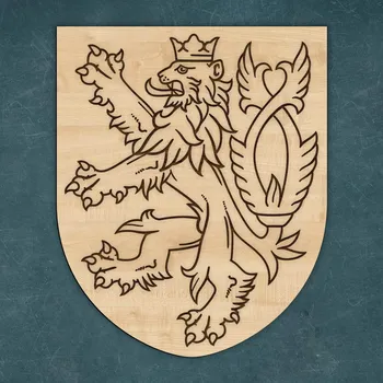 Obraz Dřevěný státní znak Česka na zeď, Javor | DUBLEZ