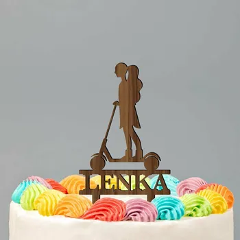 Obraz DUBLEZ Zápich na dort se jménem - Koloběžka s dívkou