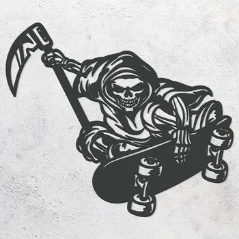 Obraz Dřevěná 3D samolepka na zeď - Skater, Antracitově-šedá | DUBLEZ