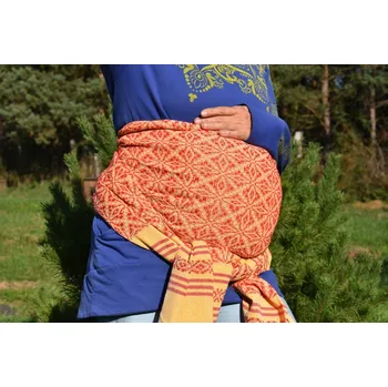 Šátek na nošení dítěte MEXICKÉ Rebozo - Červeno / Žlutá Maria 330 x 70cm