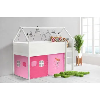 Dětská postel Světmimi Vyvýšená domečková postel PRINCEZNA 90 x 200 cm BÍLÁ