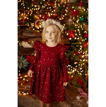 Dívčí šaty Dívčí šaty Lily Grey vínově červené s hvězdičkami 98 / 3 roky