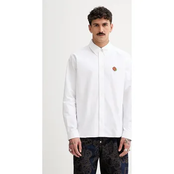 Pánská košile Bavlněná košile Kenzo bílá barva, regular, s límečkem button-down, FF55CH4109LO.01 00X, vel. 39