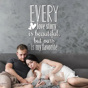 Samolepící dekorace Dřevěný citát o lásce v angličtině - Every love story... | DUBLEZ