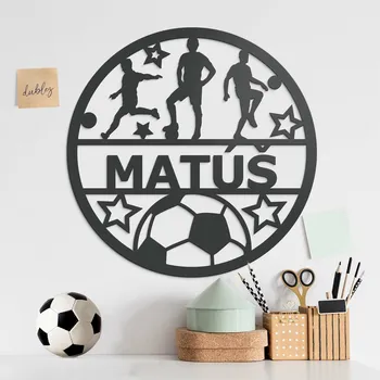 Obraz Dřevěný obraz - Fotbalista se jménem, Antracitově-šedá | DUBLEZ