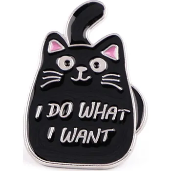 Náramek Brož / odznak kočka, malé, 6 černá