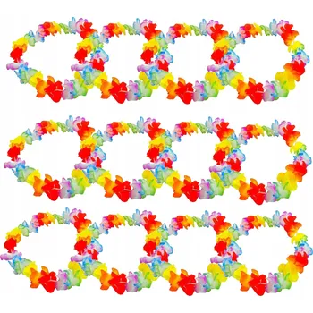 Náhrdelník Havajský náhrdelník barevné květy Aloha 12 ks