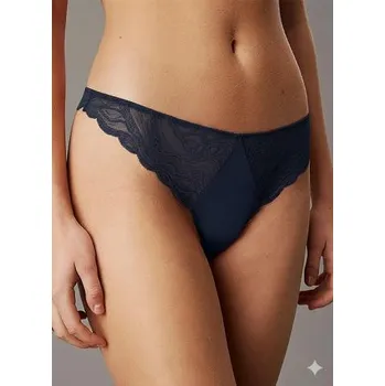 Kalhotky Dámská tanga Calvin Klein QF8093 modré modrá L