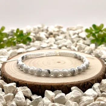 Náramek Certom Macramé náramek s matným magnezitem na bílém nylonu 0337