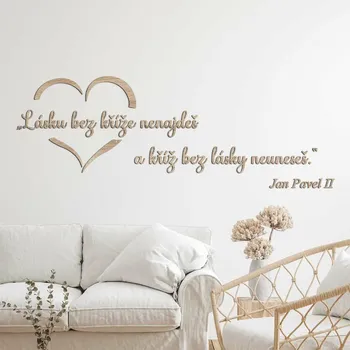 Samolepící dekorace Náboženská nálepka ze dřeva - Láska a kříž | DUBLEZ