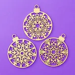 Vánoční koule - Set 3 druhy po 2 ks (6ks), Zlatá | DUBLEZ