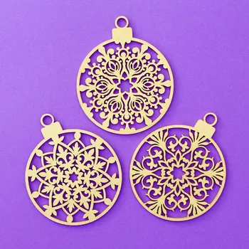 Vánoční dekorace Vánoční koule - Set 3 druhy po 2 ks (6ks), Zlatá | DUBLEZ