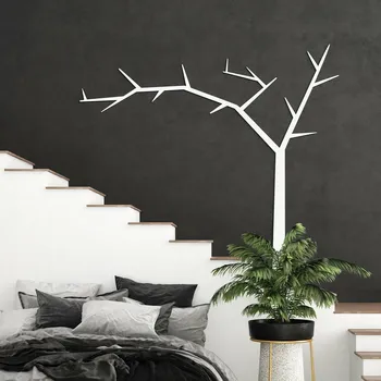 Obraz Dřevěná samolepka na zeď - Strom, Bílá | DUBLEZ