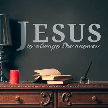 Samolepící dekorace Dřevěná samolepka - JESUS is always the answer, Stříbrná | DUBLEZ
