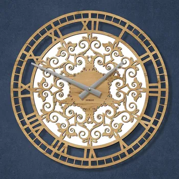 Hodiny Dřevěné nástěnné hodiny - Ornamenty, Dub zlatý | DUBLEZ
