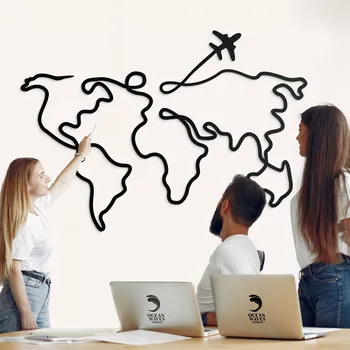 Minimalistická mapa světa na zeď | DUBLEZ