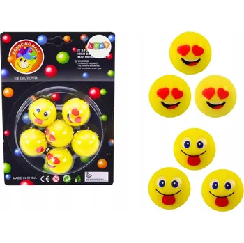Hračka pro nejmenší Sada kaučukových míčků Emoji žluté 6 ks