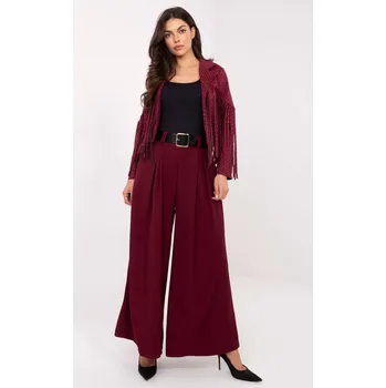 Dámské kalhoty MODA ITALY Široké kalhoty Fango bordó Velikost: UNI