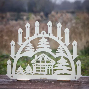 Vánoční dekorace Vianočná dekorácia na parapetu - drevený svietnik | DUBLEZ