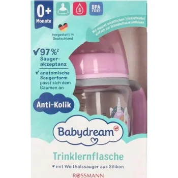 Kojenecká láhev BABYDREAM kojenecká láhev se silikonovým anatomickým dudlíkem S 0m+ 150 Ml