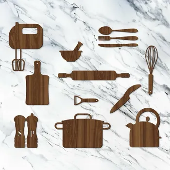 Obraz Dřevěné samolepky na zeď do kuchyně, Ořech | DUBLEZ