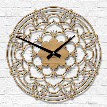 Hodiny Nástěnné hodiny s mandalou - Rozpuk, Dub zlatý | DUBLEZ