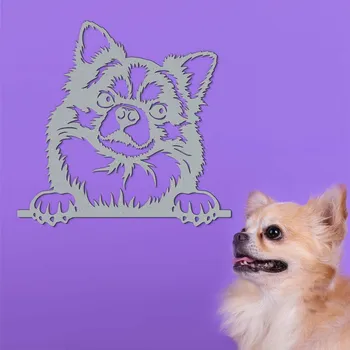 Obraz Dřevěná nálepka na stěnu - Čivava, Stříbrná | DUBLEZ