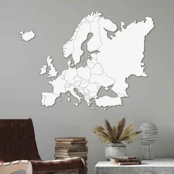 Dřevěná mapa Evropy na zeď - s hranicemi států | DUBLEZ