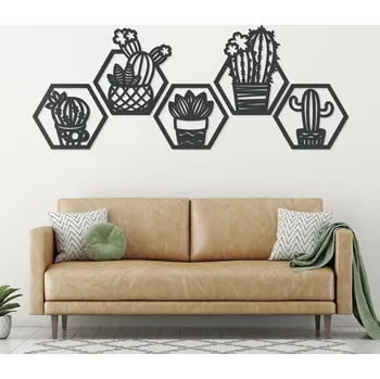 Obraz Sada hexagonových obrazů - Kaktusy | DUBLEZ