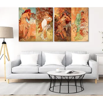 Obraz DUBLEZ 2dílný obraz Alfonse Muchy - Čtyři roční období 46x22 cm