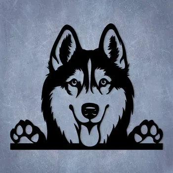 Obraz Nástěnný dřevěný obraz - Sibiřský husky, Černá | DUBLEZ