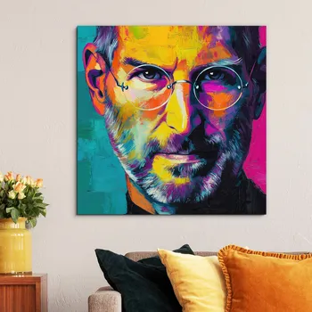 Obraz Barevný pop-art portrét na zeď - Steve Jobs | DUBLEZ