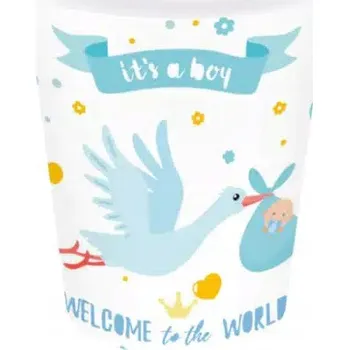 Party nádobí Papírové Kelímky PartyPal Stork modré 220 ml 6 ks