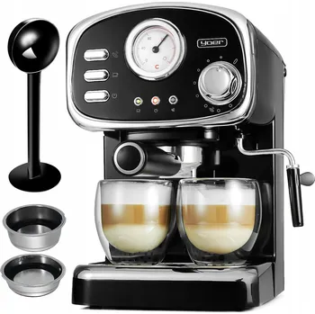 Kávovar Pákový kávovar Yoer 1100W 20 barů na 10 šálků kávy + napěňovač mléka