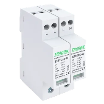 Přepěťová ochrana Tracon ESPD2+3-40-4P Svodič přepětí AC, typ T2+T3neodnímatelný modul (Tracon ESPD2+3-40-4P)