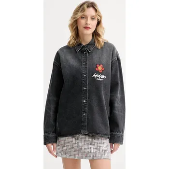 Dámská košile Džínová košile Kenzo dámská, šedá barva, relaxed, s klasickým límcem, FF62DC2506C8 90J, vel. 36