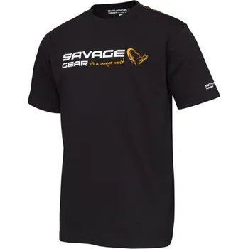 Rybářské oblečení Tričko Savage Gear Signature Logo T-Shirt Black Velikost S