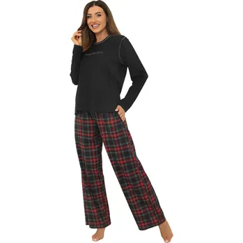 Dámské noční prádlo Dámské pyžamo ITALIAN FASHION ROZANA dlouhé tmavá melanž/print M 0