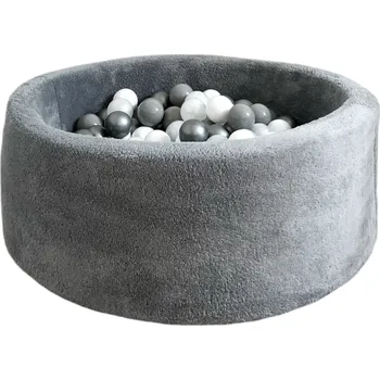 Suchý bazén Světmimi Dětský bazén KULATÝ 90 x 30 cm PLYŠ tmavě šedá Poček kuliček: bez míčků