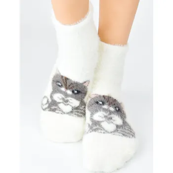 Dámské ponožky Ponožky dětské, nadýchané KOČKA, vel. 36-41 smetanové 36-41 Smetanová