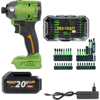 Aku rázový utahovák Procraft PS22bb + sada bitů IBS-41 + baterie a nabíječka