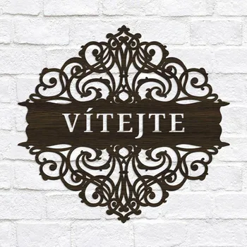 Obraz Dřevěná ozdoba na dveře s nápisem Vítejte | DUBLEZ