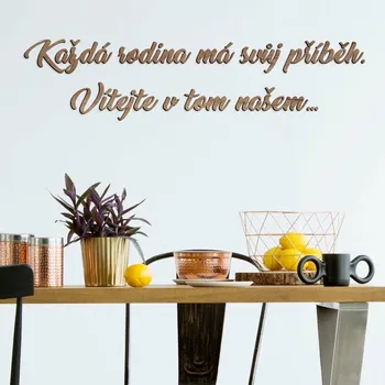 Samolepící dekorace 3d Nápis ze dřeva na zeď - Vítejte v našem příběhu | DUBLEZ