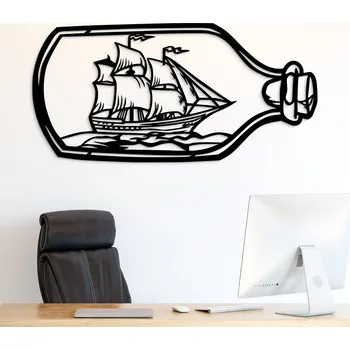 Obraz Vyřezávaný obraz ze dřeva - Loď ve láhvi | DUBLEZ